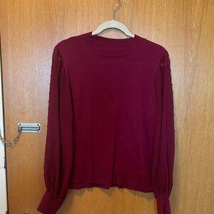 Cece clip dot sleeve Burgundy Women's Top